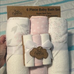 Baby Essentials Floral and Pink Bath Set.
